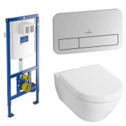 Унитаз подвесной Villeroy&Boch коллекция Subway 2.0 5614R001+9M68S101 + Инсталляция ViConnect 92246100 + Кнопка смыва 92249061
