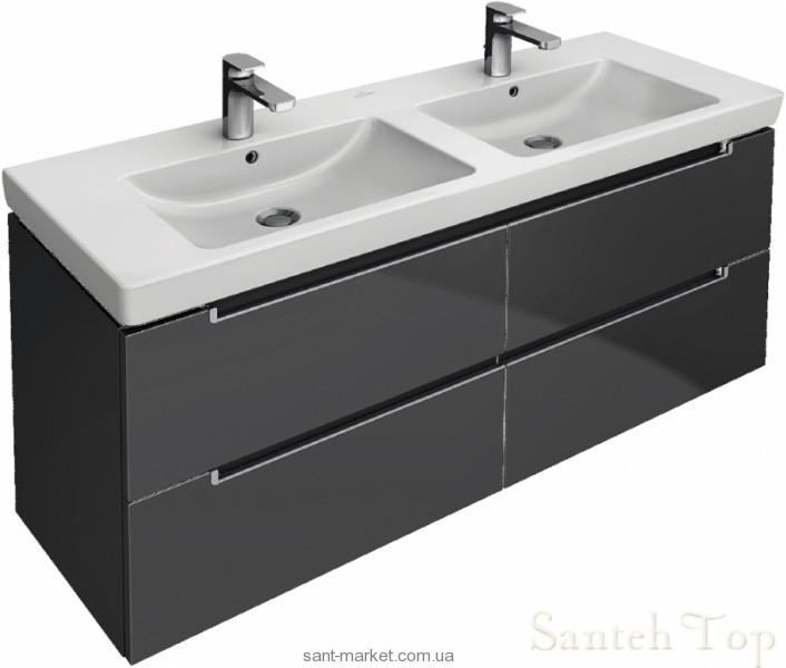 Тумба під дві раковини Villeroy & Boch Subway 2.0 підвісна 128.7x44.9x42 біла A69200DH