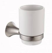  Стакан для зубных щеток Kraus Amnis с настенным держателем керамика/латунь хром матовый KEA-11104BN 
