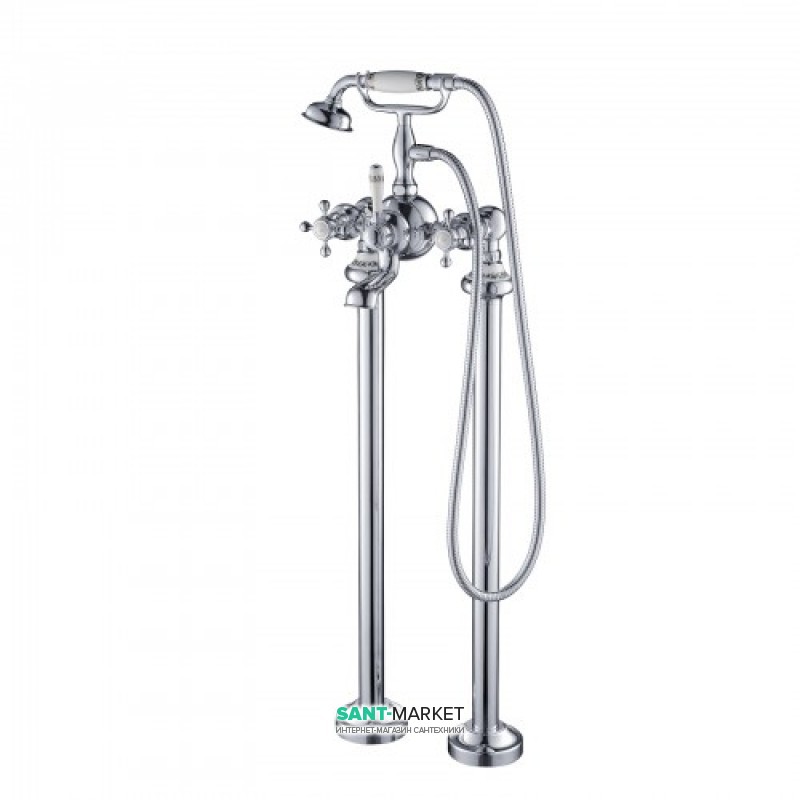 Змішувач двохвентильний Kraus Apollo підлоговий з ручним душем латунь хром KEF-16019CH
