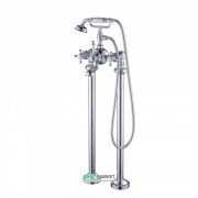 Смеситель двухвентильный Kraus Apollo напольный с ручным душем латунь  хром KEF-16019CH