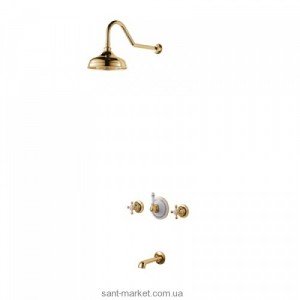 Душова система Kraus Apollo з верхнім душем і змішувачем золото KEF-16054G