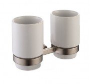 Cтакан для зубных щеток двойной Kraus Amnis с настенным держателем сатин KEA-11116BN