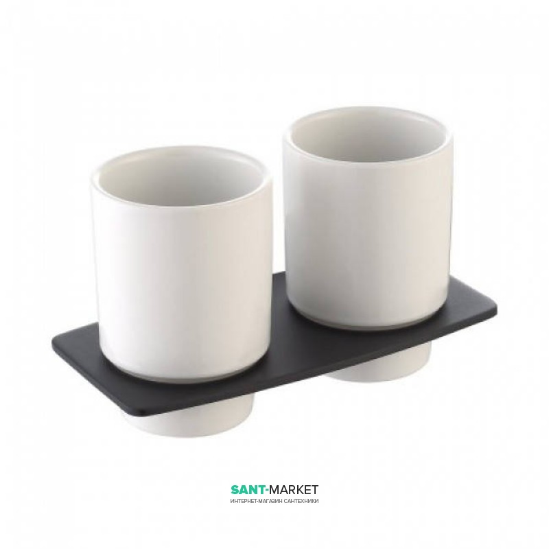 Cтакан для зубных щеток двойной Kraus Fortis с настенным держателем темный шоколад KEA-13316-ORB 