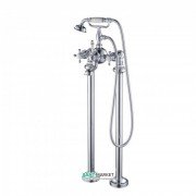 Смеситель двухвентильный Kraus Apollo напольный с ручным душем латунь  хром KEF-16019CH