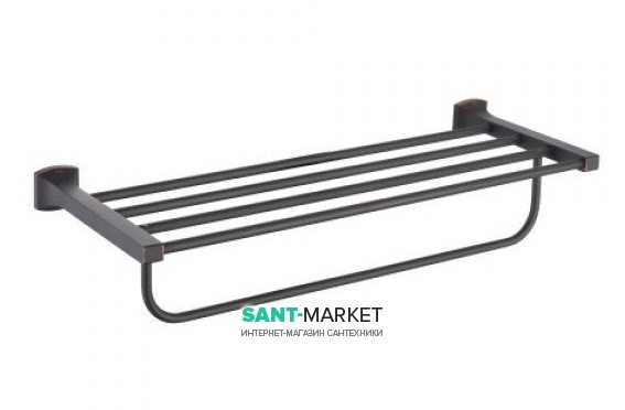 Полочка для ванной Kraus Fortis с держателем для полотенец латунь темный шоколад KEA-13342-ORB