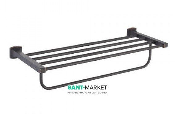 Поличка для ванної Kraus Fortis з тримачем для рушників латунь темний шоколад KEA-13342-ORB