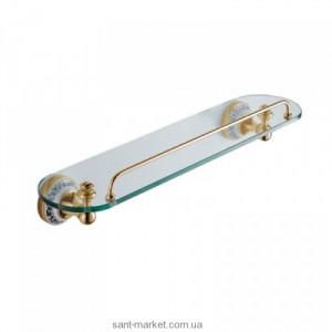 Поличка для ванної Kraus Apollo скляна з бортиком золото KEA-16545G
