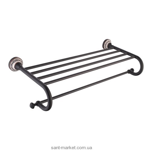 Полочка для ванной Kraus Apollo с держателем для полотенец тёмный шоколад KEA-16542-ORB