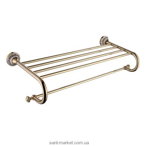 Полочка для ванной Kraus Apollo с держателем для полотенец золото KEA-16542G