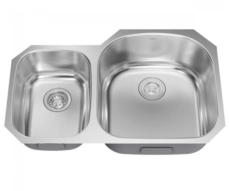 Мойка для кухни асимметричная Kraus Premier под столешницу нержавеющая сталь хром KBU25