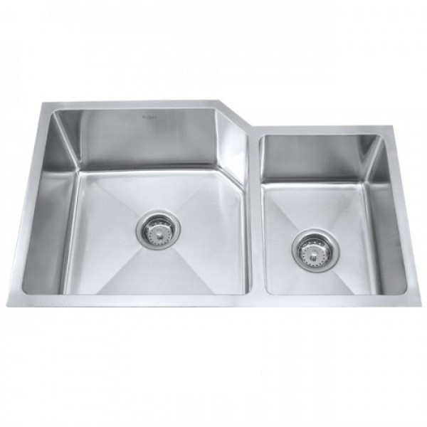 Мийка для кухні асиметрична Kraus Precision під стільницю нержавіюча сталь хром KHU123-32