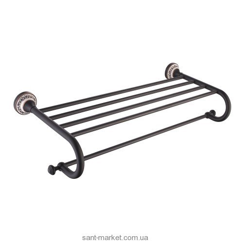 Полочка для ванной Kraus Apollo с держателем для полотенец тёмный шоколад KEA-16542-ORB