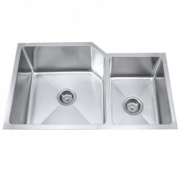 Мойка для кухни асимметричная Kraus Precision под столешницу нержавеющая сталь хром KHU123-32
