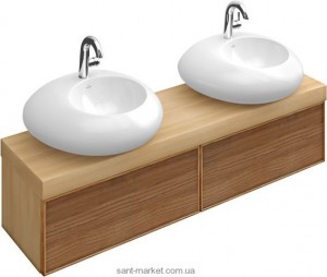 Тумба под две раковины Villeroy&Boch Pure Stone подвесная 159x45x40 бежевая 95712000