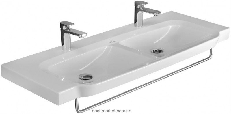 Раковина для ванной подвесная двойная с вешалкой Villeroy&Boch коллекция Sentique белая 5126D0R1