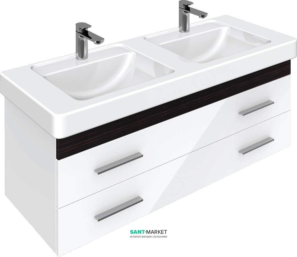 Тумба под две раковины Villeroy&Boch 2morrow подвесная 125x45.2x43.5 белая A75801ND