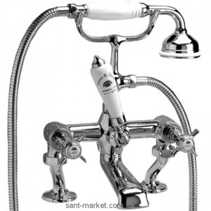 Смеситель двухвентильный на борт ванны Devon&Devon коллекция Coventry хром/белый MARF20/B