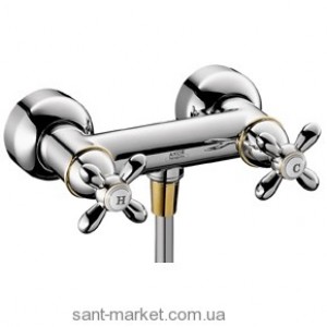 Смеситель для душа настенный двухвентильный Hansgrohe коллекция Axor Carlton хром/золото 17630090