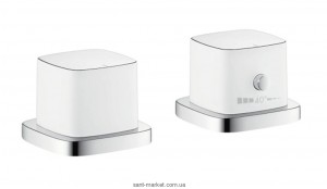 Смеситель с термостатом двухвентильный на борт ванны Hansgrohe коллекция PuraVida хром/белый 15474400