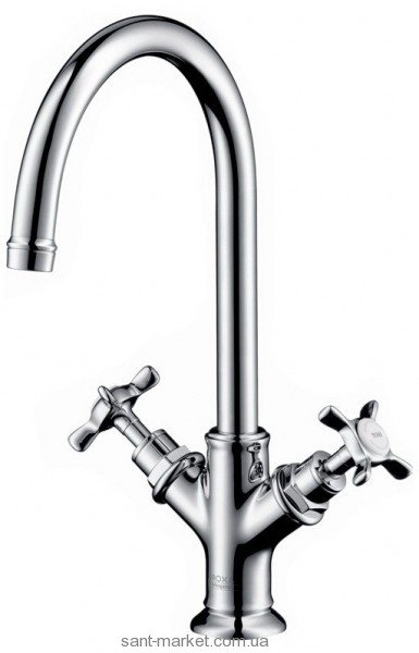 Смеситель для раковины двухвентильный с донным клапаном высокий Hansgrohe Axor Montreux никель 16502820