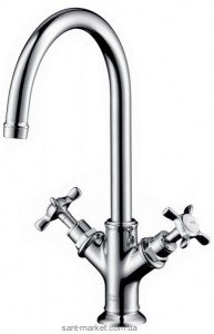 Смеситель для раковины двухвентильный с донным клапаном высокий Hansgrohe Axor Montreux никель 16502820