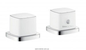 Смеситель с термостатом двухвентильный на борт ванны Hansgrohe коллекция PuraVida хром/белый 15474400