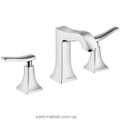 Смеситель для раковины двухрычажный с донным клапаном скрытый Hansgrohe Metris Classic никель 31073820