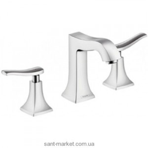 Смеситель для раковины двухрычажный с донным клапаном скрытый Hansgrohe Metris Classic никель 31073820