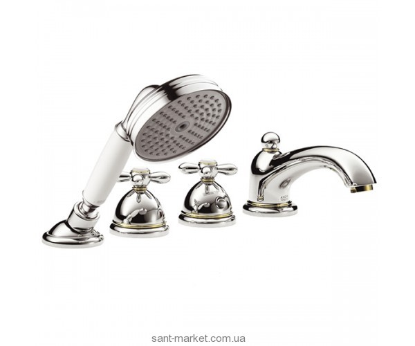 Змішувач з термостатом двухвентильний на борт ванни з душем Hansgrohe Axor Carlton хром / золото 17466090