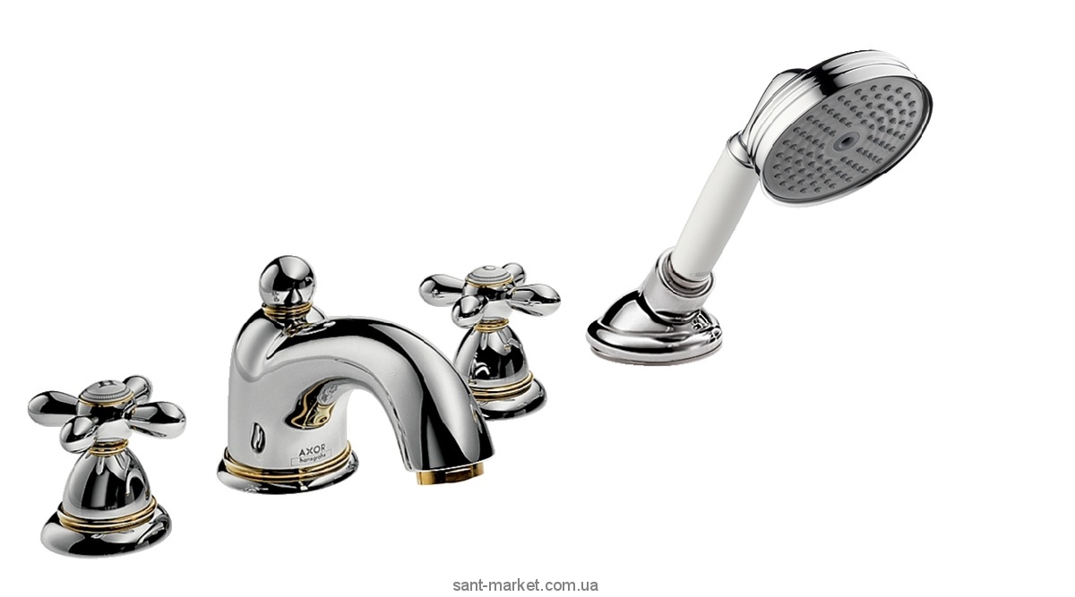Змішувач з термостатом на борт ванни з душем Hansgrohe Axor Carlton хром / золото 17444090