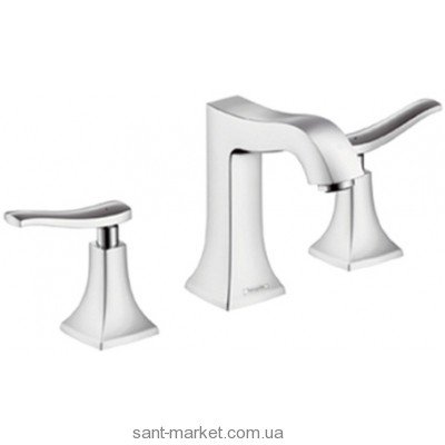 Змішувач для раковини Двохважеля з донним клапаном прихований Hansgrohe Metris Classic нікель 31073820