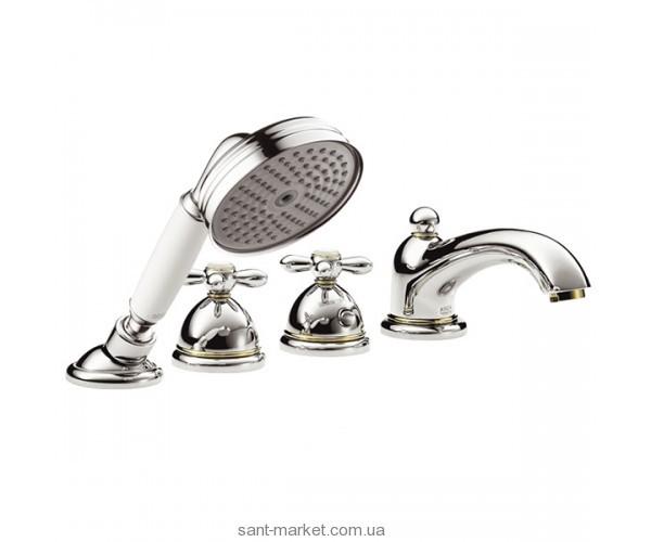 Смеситель с термостатом двухвентильный на борт ванны с душем Hansgrohe Axor Carlton хром/золото 17466090