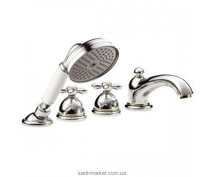 Смеситель с термостатом двухвентильный на борт ванны с душем Hansgrohe Axor Carlton хром/золото 17466090