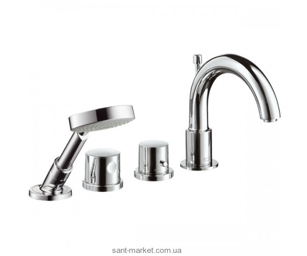 Смеситель с термостатом двухвентильный на борт ванны с душем Hansgrohe Axor Uno2 хром 38461000