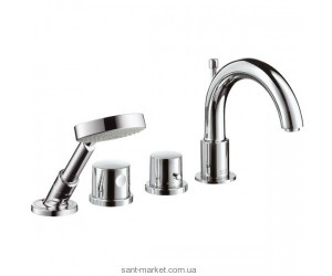 Смеситель с термостатом двухвентильный на борт ванны с душем Hansgrohe Axor Uno2 хром 38461000