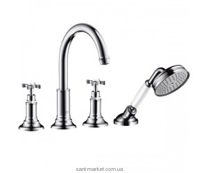 Смеситель двухвентильный на борт ванны с душем Hansgrohe коллекция Axor Montreux никель 16546820
