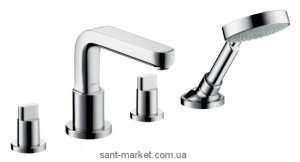 Смеситель двухвентильный на борт ванны с душем Hansgrohe коллекция Axor Metris S хром 31447000