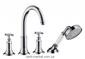 Змішувач двохвентильний на борт ванни з душем Hansgrohe колекція Axor Montreux нікель 16544820