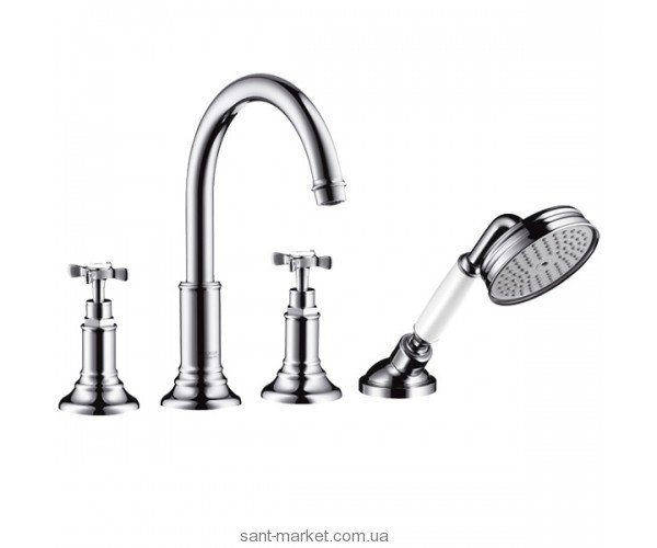 Смеситель двухвентильный на борт ванны с душем Hansgrohe коллекция Axor Montreux никель 16546820