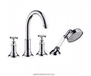 Смеситель двухвентильный на борт ванны с душем Hansgrohe коллекция Axor Montreux никель 16546820