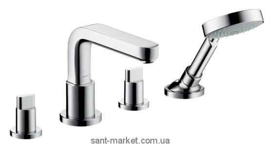 Смеситель двухвентильный на борт ванны с душем Hansgrohe коллекция Axor Metris S хром 31447000