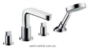 Смеситель двухвентильный на борт ванны с душем Hansgrohe коллекция Axor Metris S хром 31447000