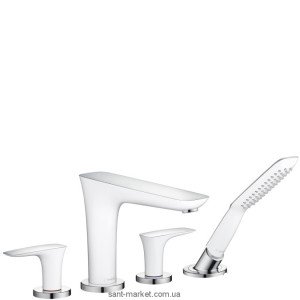 Смеситель двухвентильный на борт ванны с душем Hansgrohe коллекция PuraVida белый 15446400