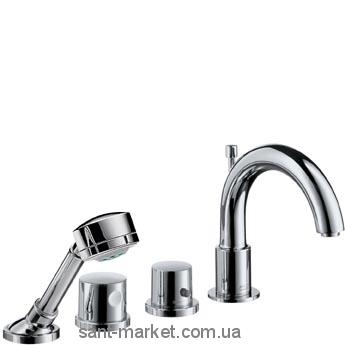Смеситель с термостатом двухвентильный на борт ванны с душем Hansgrohe коллекция Axor Uno хром 38466000