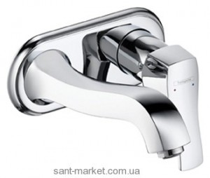 Смеситель для раковины однорычажный настенный скрытый Hansgrohe Metris Classic никель 31003820