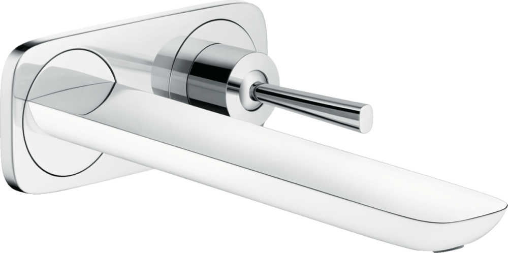 Смеситель для раковины с джойстиком настенный скрытый Hansgrohe PuraVida хром/белый 15085400