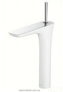 Змішувач для раковини з джойстиком з донним клапаном високий Hansgrohe PuraVida хром / білий 15066400