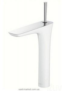 Змішувач для раковини з джойстиком з донним клапаном високий Hansgrohe PuraVida хром / білий 15066400