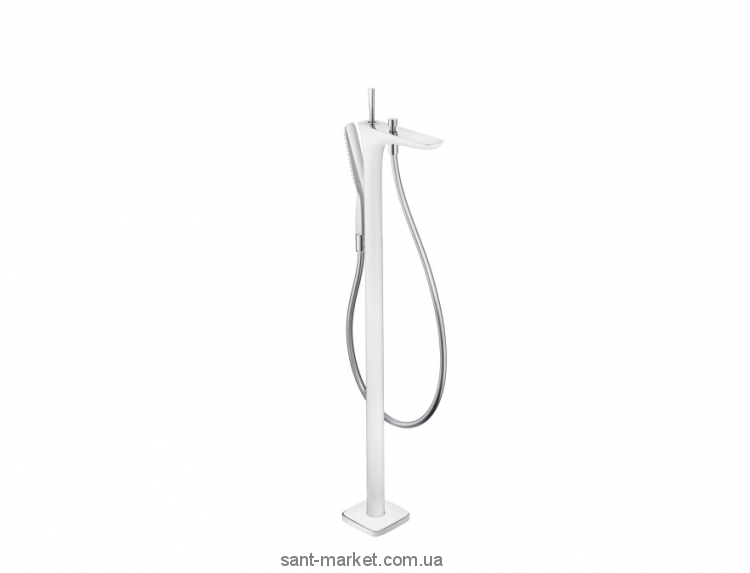 Смеситель с джойстиком напольный (отдельностоящий) с душем Hansgrohe PuraVida хром/белы 15473400